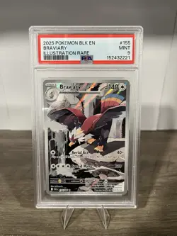 2025 POKEMON BLK EN-BLACK BOLT ILLUSTRATION RARE #155 BRAVIARY PSA 9 - Image 1