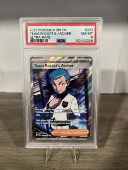 2025 POKEMON DRI EN-DESTINED RIVALS ULTRA RARE #223 TEAM ROCKET'S ARCHER PSA 8 - Image 1