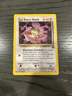 Pokemon Team Rockets Meowth 18 Black Star Promo Rare Card WOTC Vintage 1999 Nm - Image 1