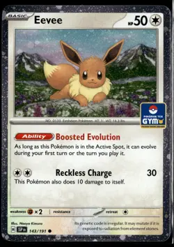 Eevee 143/191 Surging Sparks Holo Gym Stamped Promo English Pokemon Card (MP) - Image 1