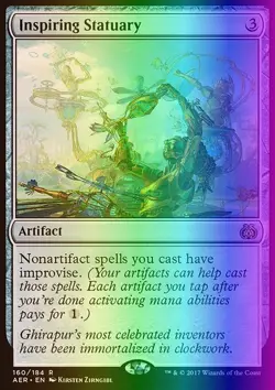 MTG Magic the Gathering Inspiring Statuary (160/201) Aether Revolt LP FOIL - Image 1