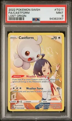 2022 POKEMON LOST ORIGIN CASTFORM TG11 FULL ART - PSA MINT 9 #TG11 - Image 2