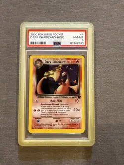 PSA 8 Dark Charizard Holo Rare 4/82 Team Rocket Pokemon English WOTC SWIRL NM - Image 1