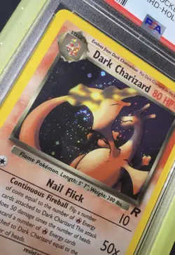 PSA 8 Dark Charizard Holo Rare 4/82 Team Rocket Pokemon English WOTC SWIRL NM - Image 3
