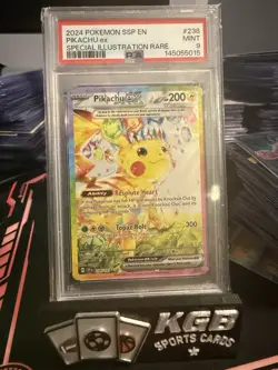 2024 POKEMON SSP EN-SURGING SPARKS SPECIAL ILLUSTRATION RARE PIKACHU EX PSA 9 - Image 1