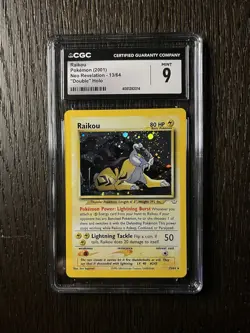 Raikou CGC 9 Pokemon WOTC 2001 Neo Revelation Double Holo Error & Bleed POP 18 - Image 1