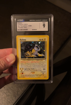 Raikou CGC 9 Pokemon WOTC 2001 Neo Revelation Double Holo Error & Bleed POP 18 - Image 2