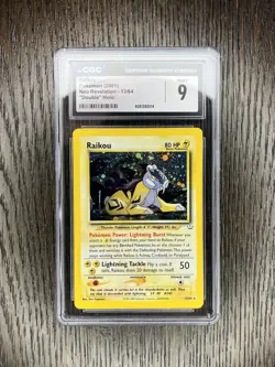 Raikou CGC 9 Pokemon WOTC 2001 Neo Revelation Double Holo Error & Bleed POP 18 - Image 3