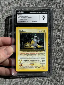 Raikou CGC 9 Pokemon WOTC 2001 Neo Revelation Double Holo Error & Bleed POP 18 - Image 4