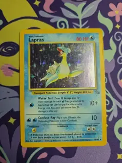 Pokemon TCG Fossil Unlimited Lapras 10/62 Holo Moderately Played - Image 1