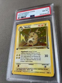 1999 Pokemon Fossil - Raichu 14/62 - 1st EDITION HOLO - PSA 8 - NM-MT - RARE - Image 3