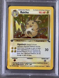 1999 Pokemon Fossil - Raichu 14/62 - 1st EDITION HOLO - PSA 8 - NM-MT - RARE - Image 4