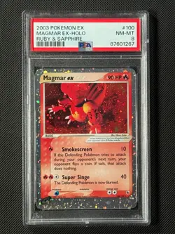 PSA 8 Magmar ex 100/109 Pokemon Card Ruby and Sapphire Holo NM-MT - Image 1