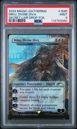 2024 MTG SECRET LAIR DROP FOIL #1585 MIKU, DIVINE DIVA PSA 9 - Image 1