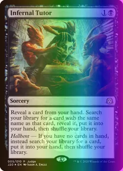 MTG Magic the Gathering Infernal Tutor (5/10) Judge Gift Cards 2020 LP FOIL - Image 1