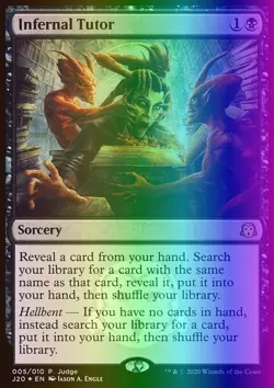 MTG Magic the Gathering Infernal Tutor (5/10) Judge Gift Cards 2020 NM FOIL - Image 1