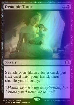 MTG Magic the Gathering Demonic Tutor (4/10) Judge Gift Cards 2020 LP FOIL - Image 1