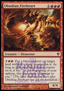 Obsidian Fireheart 1x FOIL ZEN MTG Zendikar Mythic MINT red - Image 1
