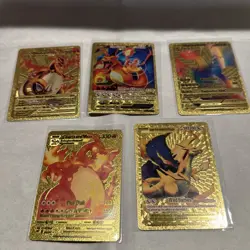Set of 5 Pokemon Charizard Gold Foil Fan Art NM - Excellent Condition - Image 1