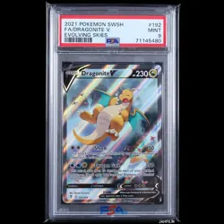 PSA 9 Pokemon 2021 Dragonite V Evolving Skies 192/203 - Image 1