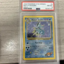 Pokemon Gym Heroes Misty's Seadra 9/132 Prerelease Stamped Holo Promo PSA 8 2000 - Image 1