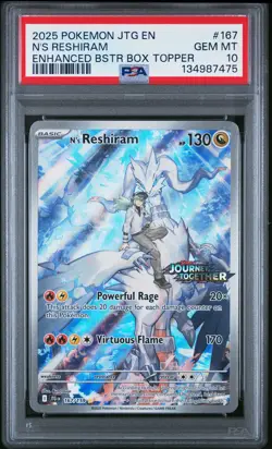 2025 POKEMON JTG EN-JOURNEY TOGETHER #167 N'S RESHIRAM PSA 10 - Image 1