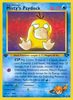 Pokemon Misty's Psyduck (90/132) Gym Challenge 1ED HP - Image 1