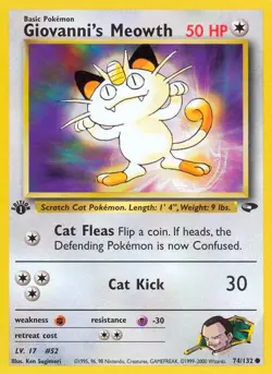 Pokemon Giovanni's Meowth (74/132) Gym Challenge 1ED NM - Image 1