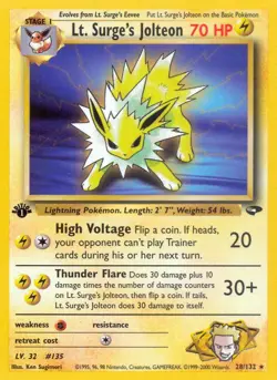 Pokemon Lt. Surge's Jolteon (28/132) Gym Challenge 1ED LP - Image 1