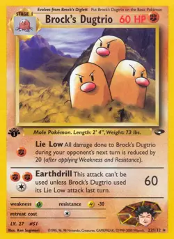 Pokemon Brock's Dugtrio (22/132) Gym Challenge 1ED LP - Image 1