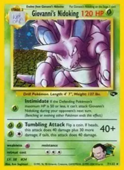 Pokemon Giovanni's Nidoking (7/134) Gym Challenge DMG HOLO - Image 1
