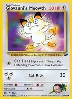 Pokemon Giovanni's Meowth (74/133) Gym Challenge LP - Image 1