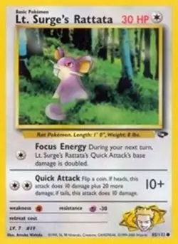 Pokemon Lt. Surge's Rattata (85/133) Gym Challenge NM - Image 1