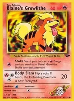 Pokemon Blaine's Growlithe (62/133) Gym Challenge MP - Image 1