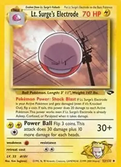 Pokemon Lt. Surge's Electrode (52/133) Gym Challenge MP - Image 1