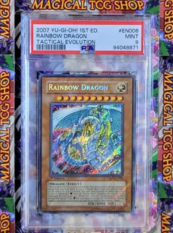 Yugioh Rainbow Dragon TAEV-EN006 1st Edition Secret Rare Holo Bleed PSA 9 Mint - Image 1