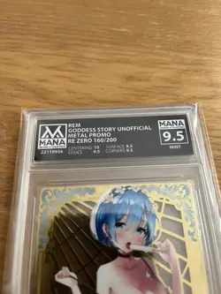 G1N Rem ReZero Goddess Story Waifu Gold Premium Metal Card Doujin 200 MANA 95 MT - Image 2