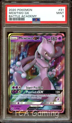 G2U PSA 9 MINT Mewtwo GX 3168 Battle Academy 31 HOLO RARE Pokemon Card - Image 1