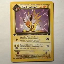 Pokemon TCG Dark Jolteon 38/82 1st Edition Non Holo Card Team Rocket Vintage NM - Image 1