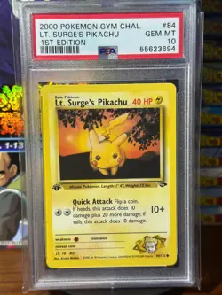 PSA 10 Pokemon 2000 1st Edition Lt. Surge's Pikachu Gym Challenge 84 GEM MINT - Image 1