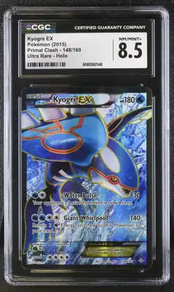 CGC 8.5 Kyogre EX 2015 Primal Clash 148/160 Ultra Rare Holo Pokemon Card - Image 1