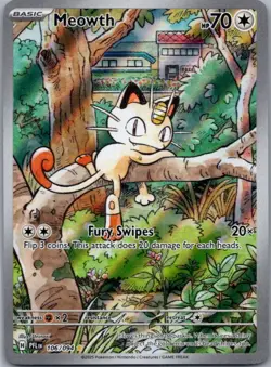 Meowth 106/094 Illustration Rare Phantasmal Flames Pokemon Holo Near Mint - Image 1
