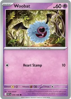 Pokemon Woobat (36/325) White Flare LP REVERSE HOLO - Image 1