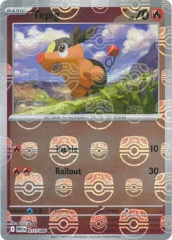 Pokemon Tepig (11/327) White Flare LP HOLO- Master Ball Pattern - Image 1