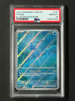 PSA 10 Phione 175/167 IR Pokemon Card Sv06: Twilight Masquerade Holo GEM MINT - Image 1