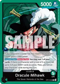 One Piece Dracule Mihawk (OP14-020/237) OP14 The Azure Sea's Seven NM - Leader - Image 1