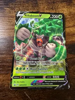 Rillaboom V SWSH014 SWSH: Sword & Shield Promo Cards Holo HP-DMG - Image 1