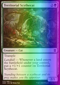 MTG Magic the Gathering Territorial Scythecat (213/493) Zendikar Rising LP FOIL - Image 1