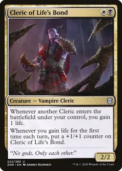 MTG Magic the Gathering Cleric of Life's Bond (222/493) Zendikar Rising NM - Image 1