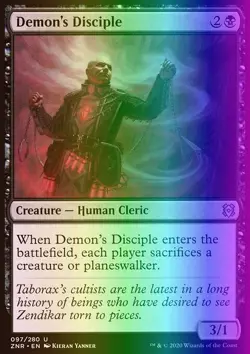 MTG Magic the Gathering Demon's Disciple (97/493) Zendikar Rising LP FOIL - Image 1